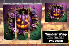 Bright 20oz Tumbler Wrap Design , 3D Pumpkin Product Image 1