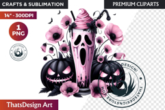 Gothic Halloween Drinks Pink and Black Sublimation clipart Product Image 1