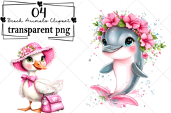Beach Animals Clipart Watercolor PNG Product Image 1