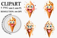 Quirky Ice Cream Clipart Watercolor PNG Product Image 1