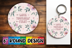 Whimsical Circle Car Coasters PNG, Flower Quote Product Image 1
