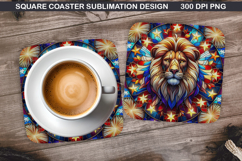 Lion Coaster Sublimation, 4th Of July Coaster PNG Design Product Image 1