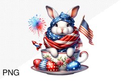 4th Of July Bunny Sublimation Clipart PNG Design Product Image 1
