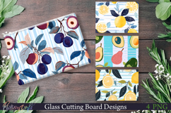 Cutting Board Designs | Stripes | Avocado Lemons plums Product Image 1
