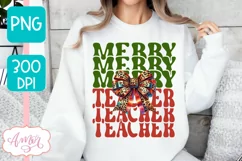 Merry Teacher sublimation PNG, Christmas teacher shirt PNG Product Image 4