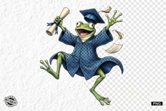 Whimsical Graduation Frogs PNG Clipart Product Image 1