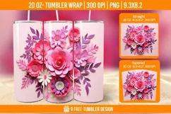 Cute Velvet Flower Tumbler Wrap Designs, Sublimation Wrap Product Image 1