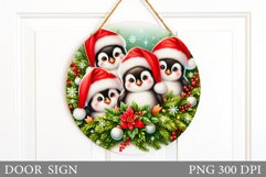 Christmas Penguin Door Sign. Christmas Door Sign Sublimation Product Image 1