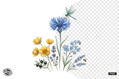 Summer Wildflowers &amp; Bird &amp; Insect Clipart - Houseplant PNG Product Image 1