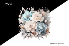 Blue and Rose gold FlowersPNG, Bouquet PNG Product Image 1