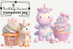 Whimsical Birthday Unicorn Clipart PNG Watercolor Product Image 1