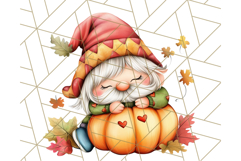 Fall Gnome PNG Clipart, Cute Autumn Gnomes with Pumpkins Product Image 4