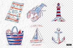Hand-Drawn Coastal Clipart - Summer Clipart Product Image 1