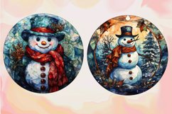 Snowman stained glass ,Christmas Clipart Product Image 4