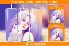 3d Cute Cat Tumbler Wrap Designs, Sublimation Wrap Product Image 1