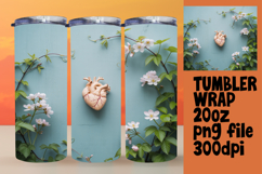 Inspired 20oz Tumbler Wrap Template , 3D Heart Product Image 1
