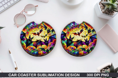Haunted Bats Car Coaster Sublimation| Halloween Coaster PNG Product Image 1