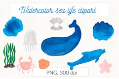 Watercolor sea life marine clipart Product Image 1
