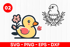 Cute Duck Cartoon Bird Spring Animal SVG PNG Product Image 1