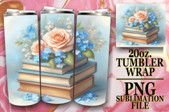 Cozy afternoons 20oz tumbler wrap, Book and flower Product Image 1