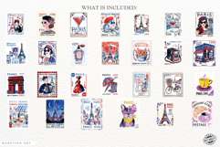Letters from Paris Postage Stamps Clipart Product Image 4