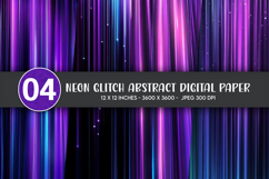 Neon Glitch Abstract Digital Paper Product Image 1