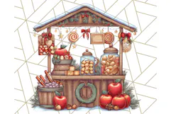 Cozy Christmas Market Stall Clipart PNG, Holiday Art Png Product Image 4