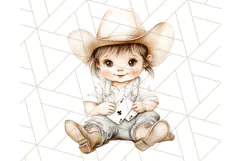 Cowboy Clipart PNG, Kid Western Country Graphic Product Image 3