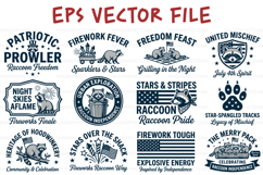 Patriotic Raccoon 4th of July Funny Badge Bundle T-Shirt EPS Product Image 1