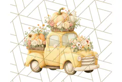 Vintage Truck Pumpkin and Fall Flowers PNG Clipart, Autumn Product Image 4