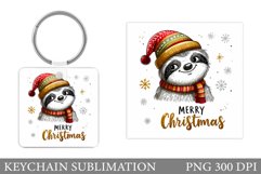 Christmas Sloth Keychain. Sloth Winter Keychain Design Product Image 1