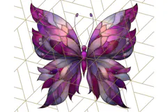 Stained Glass Butterfly PNG Colorful Clipart for Sublimation Product Image 4