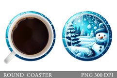 Cute Snowman Coaster Design. Cute Snowman Sublimation Product Image 1