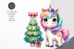 Christmas clipart, Unicorn clipart, Winter clipart Product Image 1