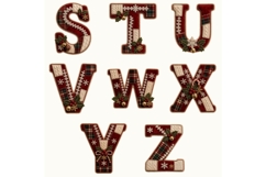 Christmas Patchwork Alphabet PNG, Plaid Fabric Letter Product Image 5