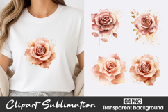 Peach Rose Watercolor Clipart PNG Product Image 1