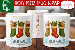 Christmas mug wrap PNG, Stocking stuffer mug PNG Product Image 1