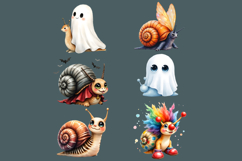 Halloween Snail Clipart PNGs Cute Snails in Costumes - 24png Product Image 4