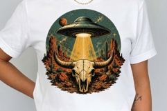 Retro UFO T-Shirt Graphics Bundle | Alien Spaceship PNG Product Image 3