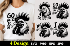 Rooster Go Back Bed Quote SVG PNG Product Image 1