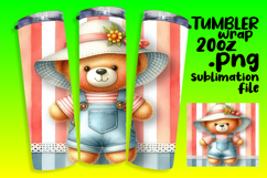SLEEK PNG Tumbler Design 20oz , Teddy Bear Product Image 1