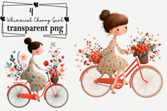 Whimsical Cherry Girl Clipart Watercolor PNG Product Image 1