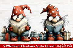 2 Whimsical Christmas Santa Clipart | Cute Santa PNG Product Image 1