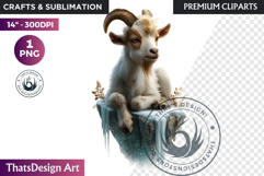 Goat Watercolor Winter Animal Clipart Arctic Wildlife PNG Product Image 1