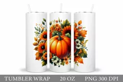 Fall Pumpkin Tumbler Design. Fall Tumbler Sublimation Product Image 1