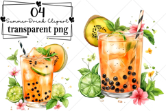 Whimsical Summer Tropical Drink Clipart Watercolor PNG Product Image 1