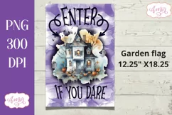 Enter if you dare Halloween garden flag sublimation design Product Image 2