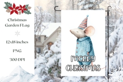 Cartoon Christmas Mouse Garden Flag, Winter Sublimation PNG Product Image 1