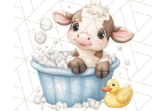 Farm Animal Babies in Bubble Bath PNG, Nursery Clipart Product Image 4