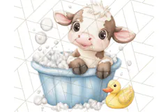 Farm Animal Babies in Bubble Bath PNG, Nursery Clipart Product Image 4
